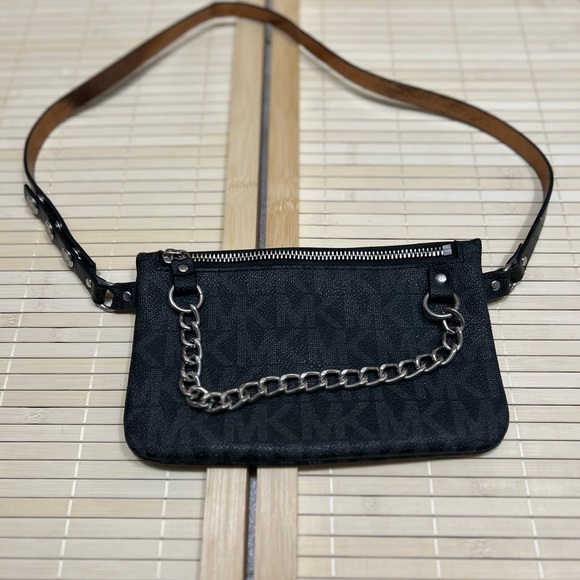 MICHAEL KORS Black Signature Coated Canvas Chain Fanny Belt bag - Picture 5 of 6